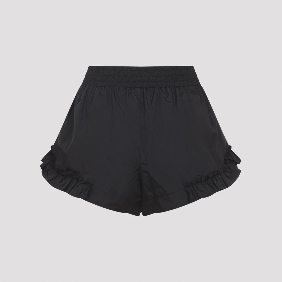 Simone Rocha Ruffled Black Bermudas With Elastic Waistband