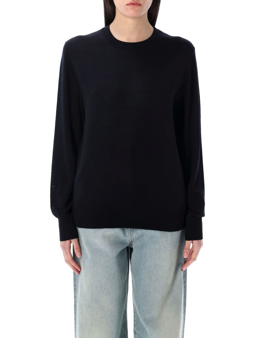 Rhea Black Merino Wool Crew Neck Sweater