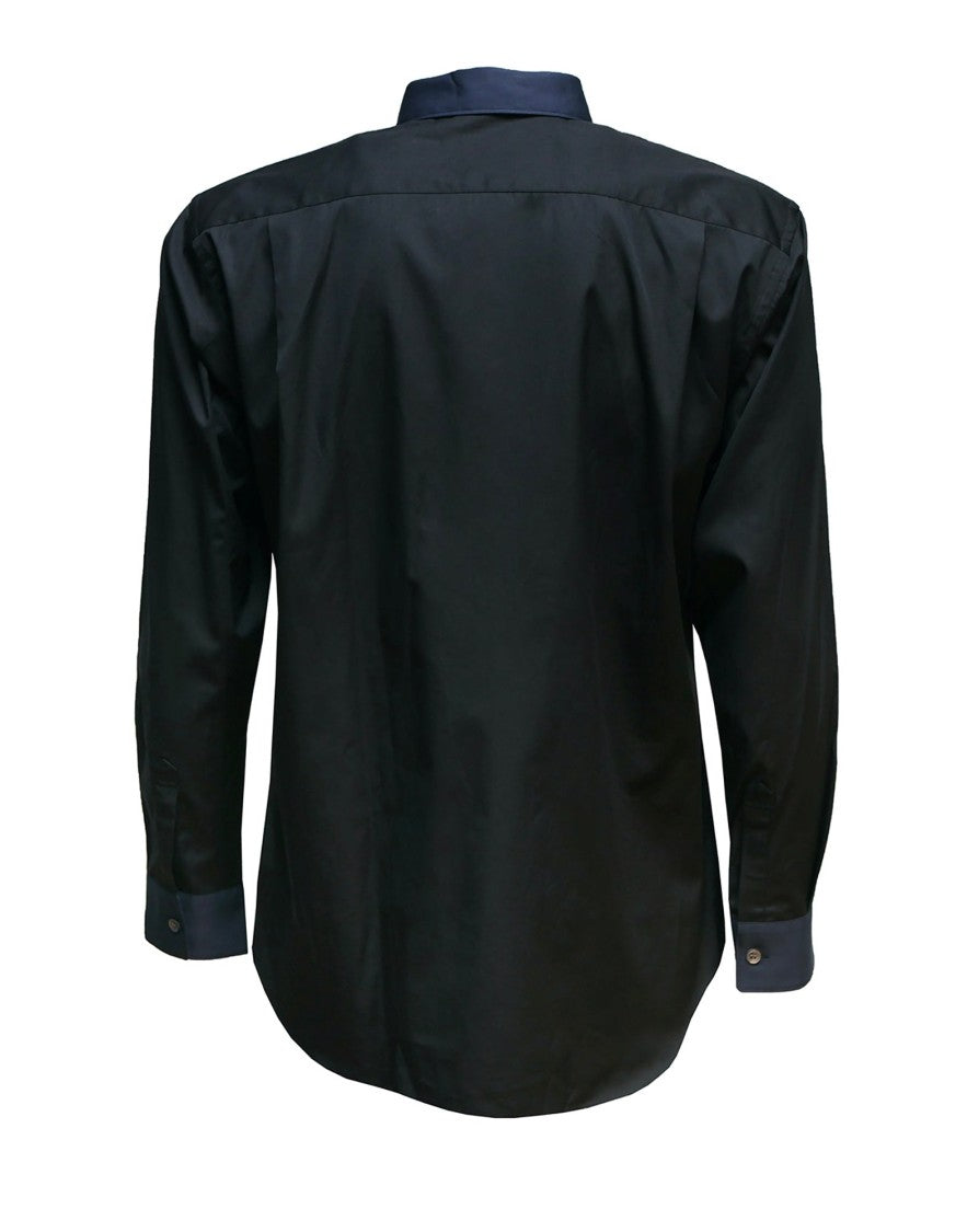 Comme Des Garçons Poplin Shirt With Midnight Blue Collar And Cuffs