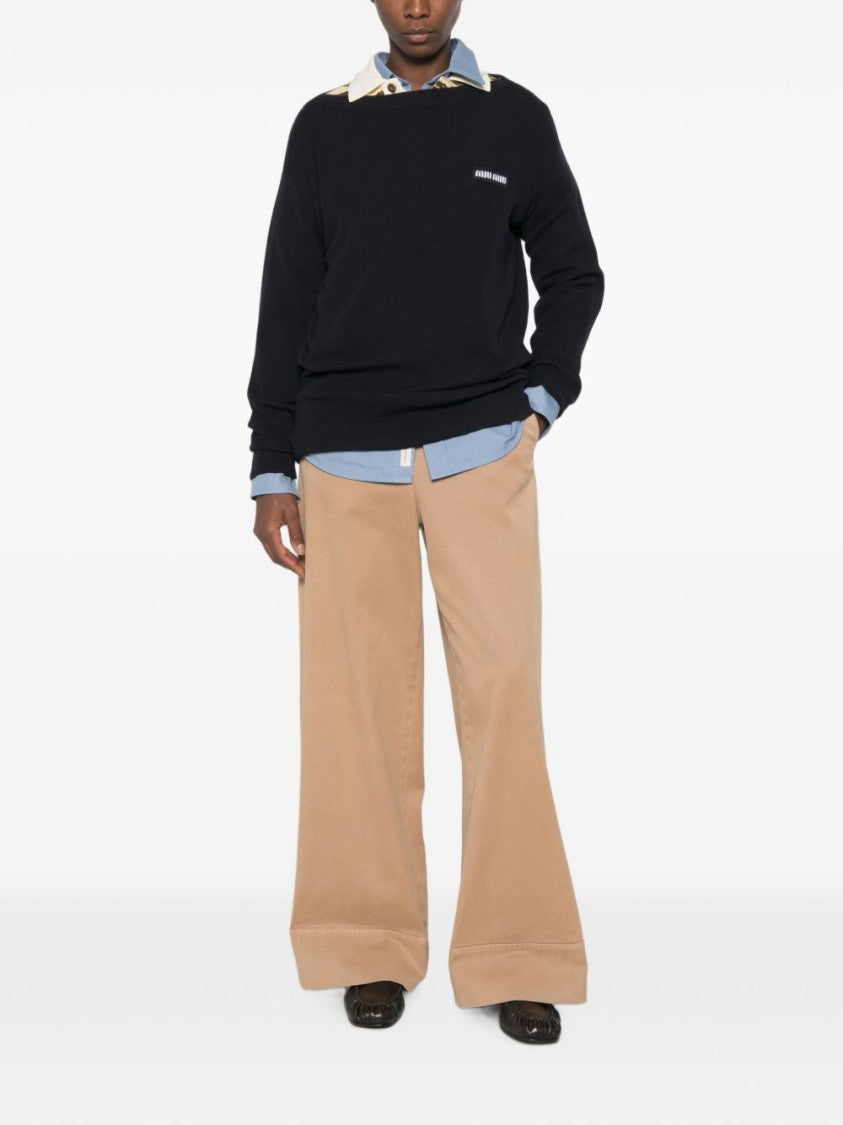 Miu Miu Black Straight Cut Subtle Logo Sweater