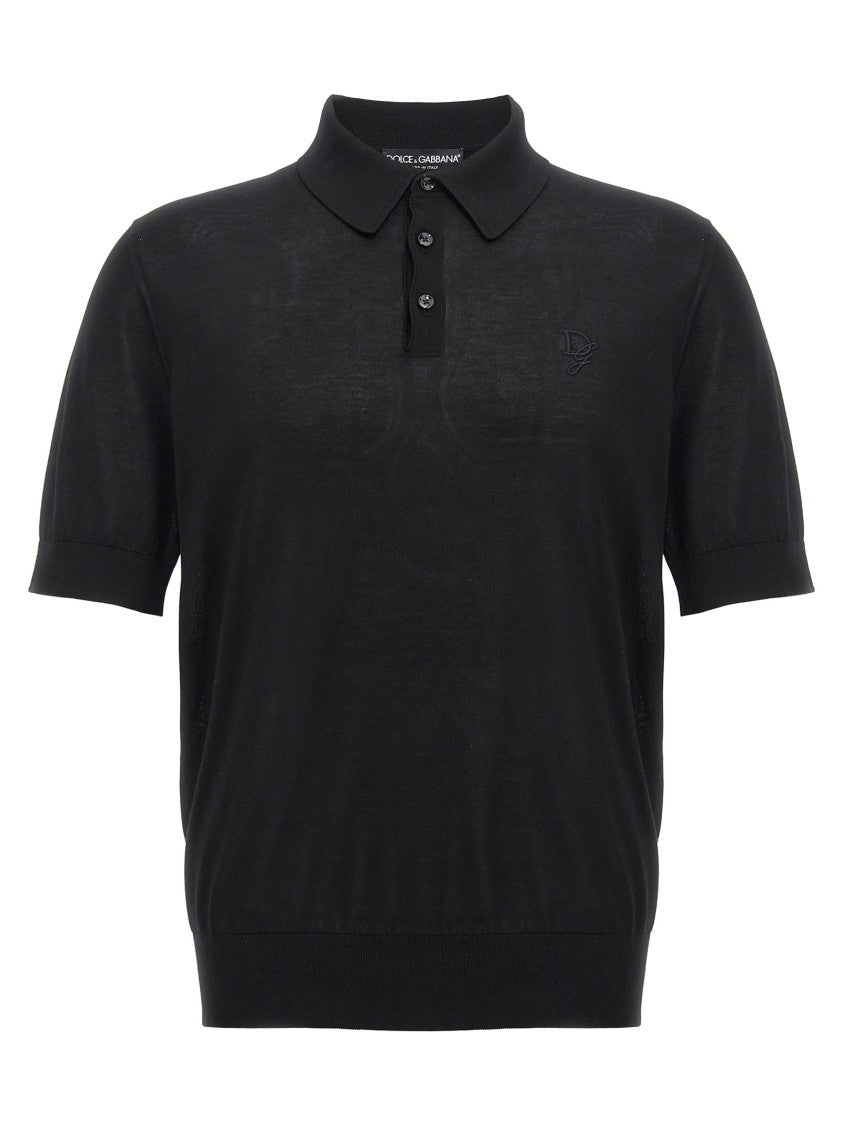 Dolce & Gabbana Silk Knit Polo Shirt With Logo Embroidery