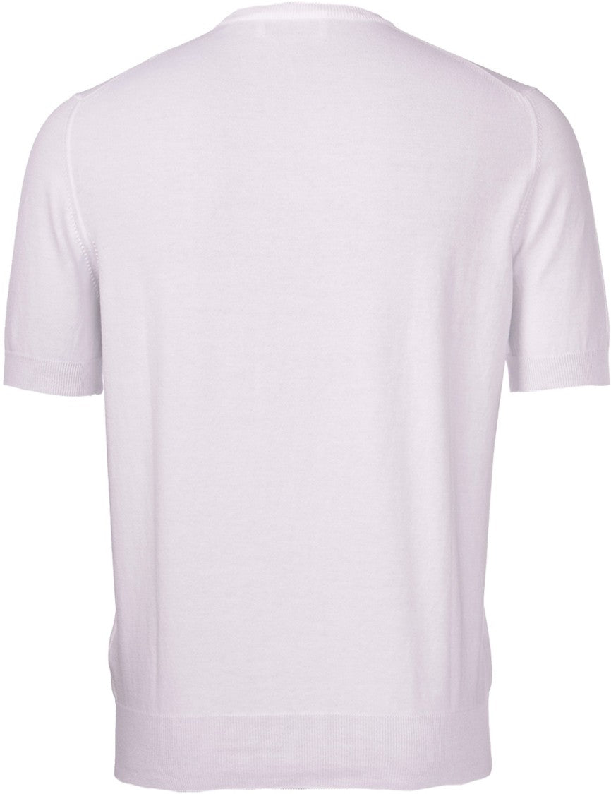 Paolo Fiorillo Capri Fitted White Knit Top With Ribbed Details