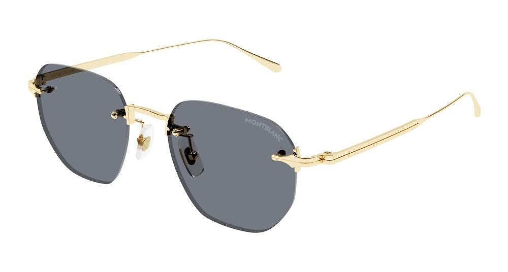 Montblanc Rimless Sunglasses With Polished Gold Frame