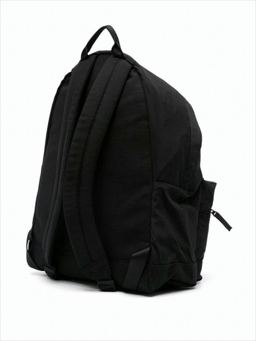 Stone Island Minimalist Black Nylon Backpack With Iconic Logo