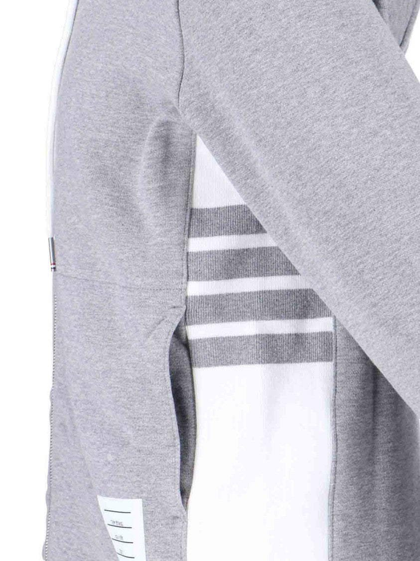 Thom Browne Two-Tone Zip-Up Hoodie With Drawstring Hood