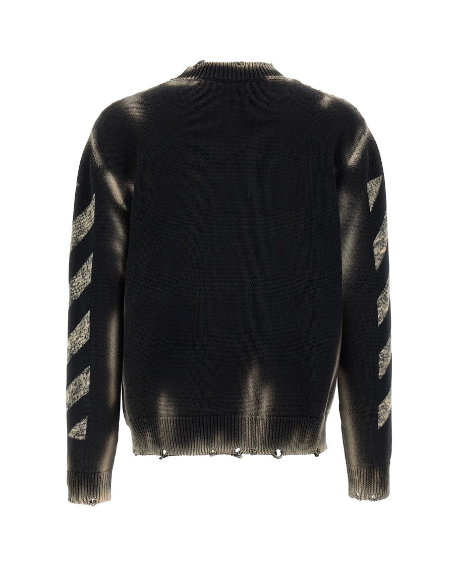 Off-White Faded Gradient Crewneck Sweatshirt With Embroidered Logo