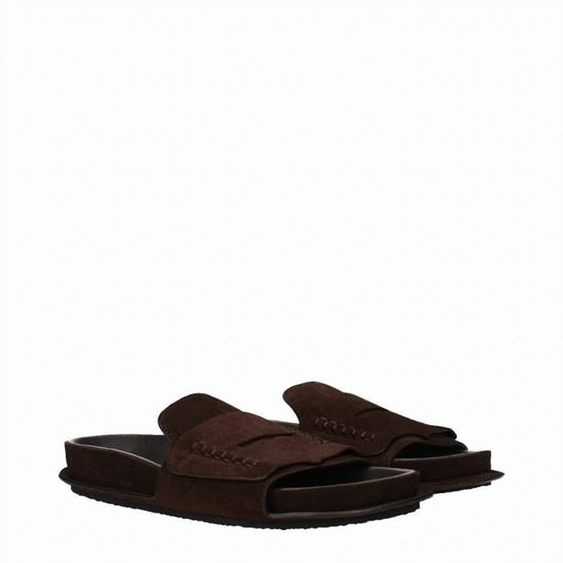 Jacquemus Dark Brown Calf Leather Contoured Mules