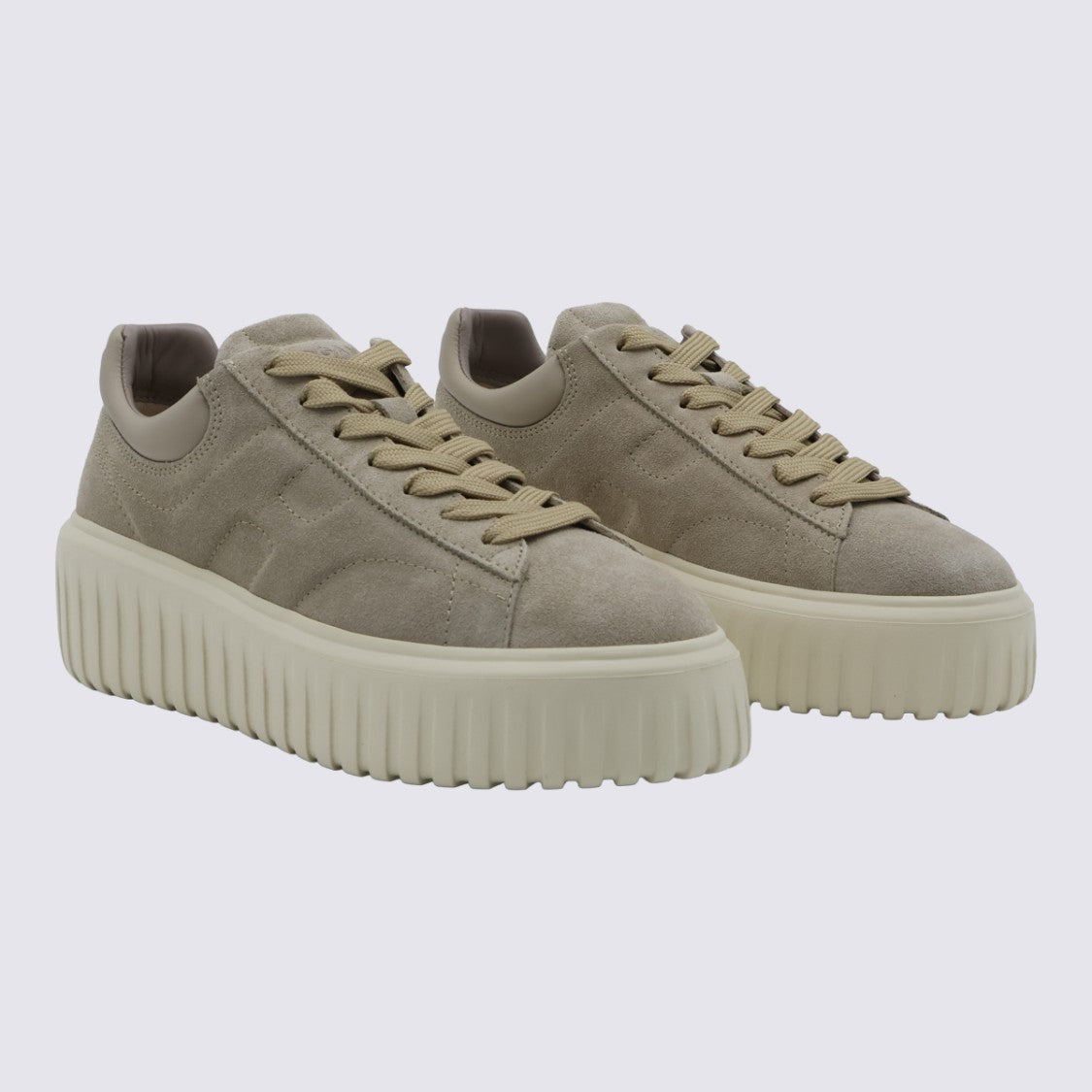 Hogan Ribbed Platform Sneakers In Soft Suede