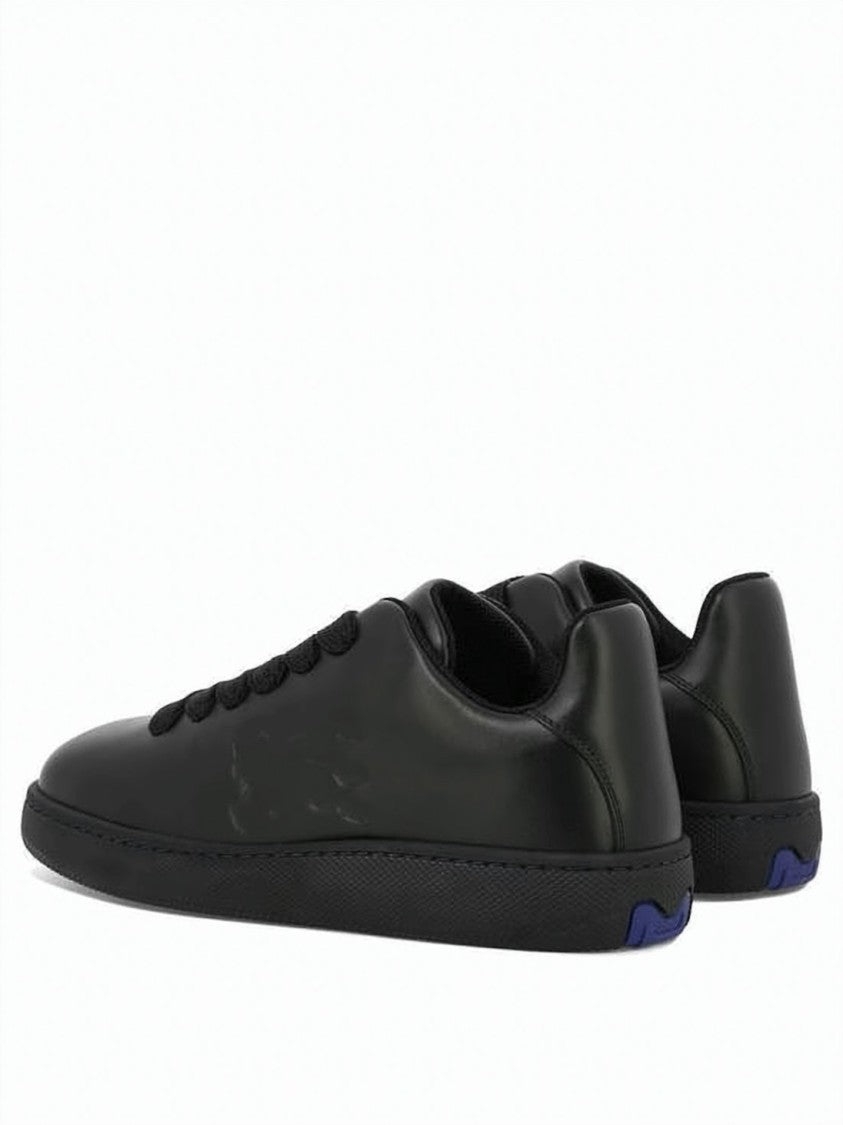 Burberry Low-Top Black Leather Sneakers With Embossed Logo
