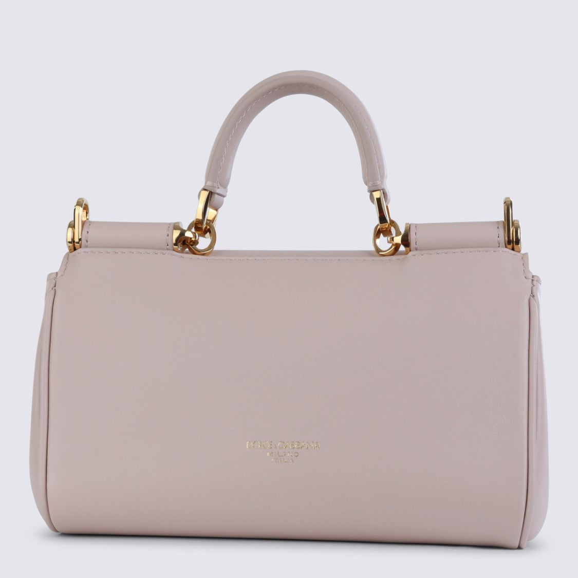 Dolce & Gabbana Structured Nude Leather Top Handle Bag