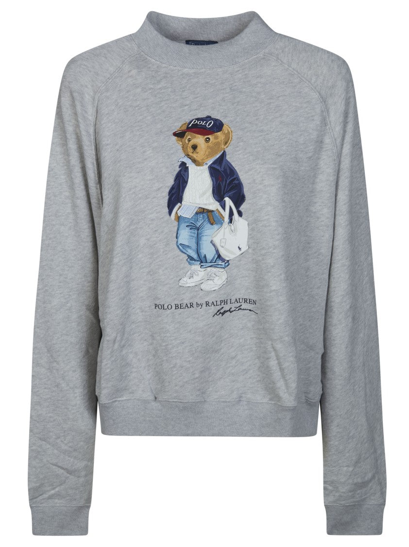 Polo Ralph Lauren Grey Bear Graphic Raglan Sweatshirt