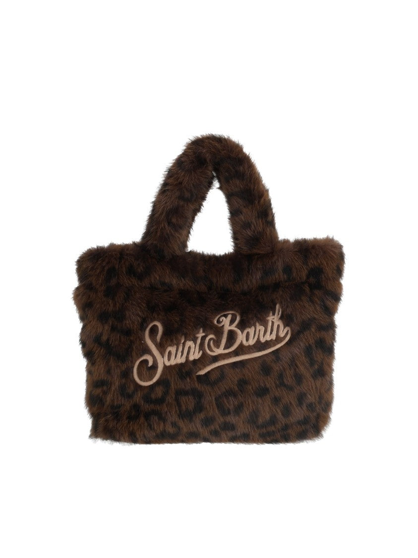 Mc2 Saint Barth Dark Leopard Vanity Mini Soft Faux Fur Handbag