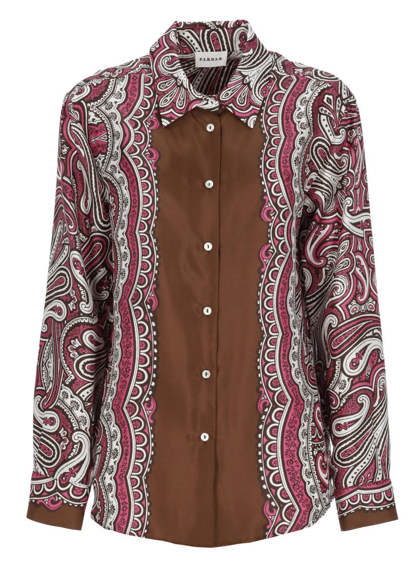 Parosh Fuchsia Skindy Paisley Silk Shirt