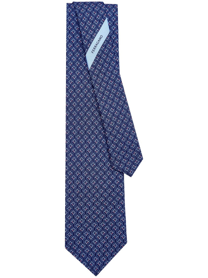 Ferragamo Geometric Patterned Necktie With Subtle Red Accents