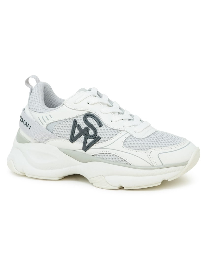 Stuart Weitzman Grey And White Calf Leather Trainer