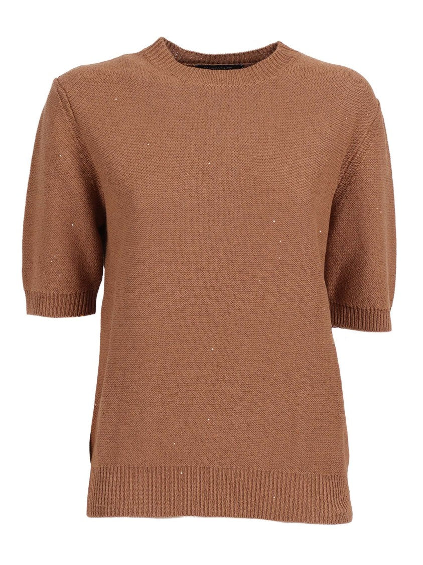 Fabiana Filippi Vimini Sequin Linen Short Top