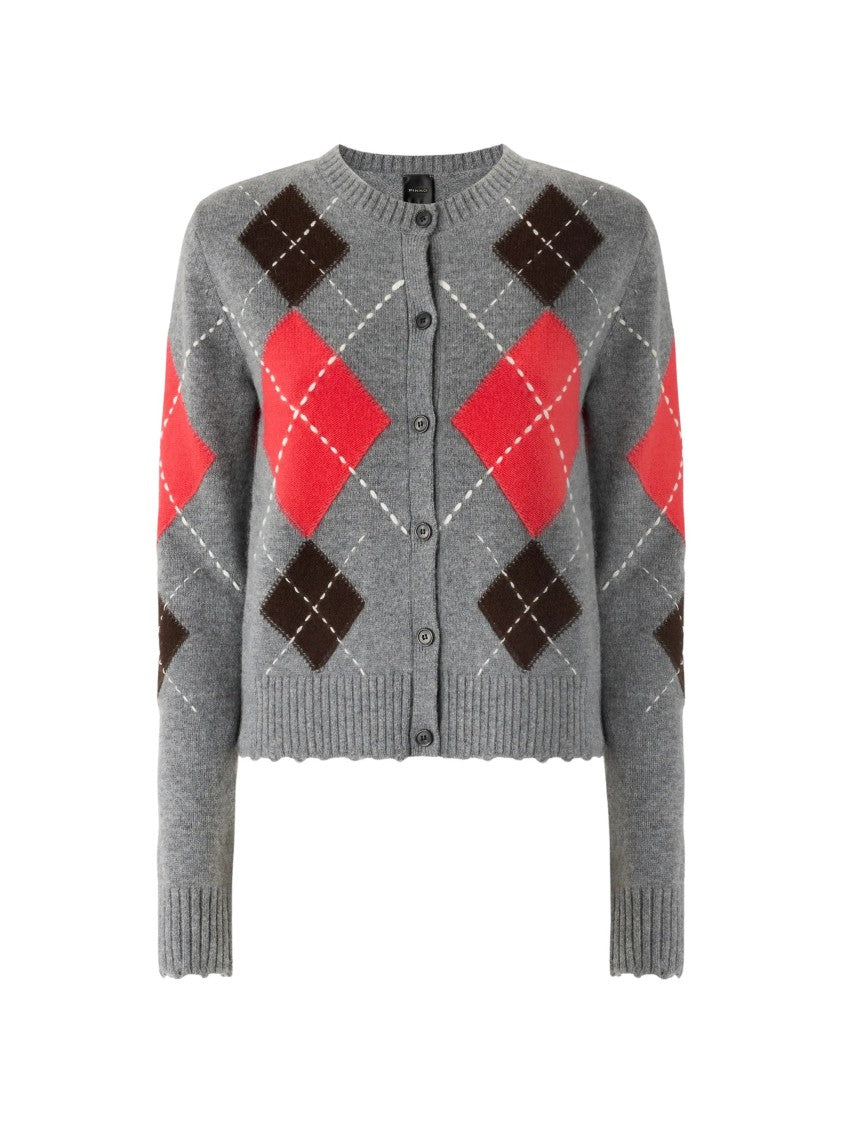 Pinko Cardiff Cardigan Argyle Pattern Cropped Cardigan