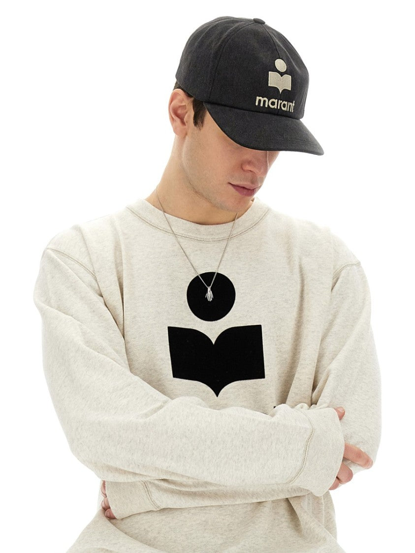 Isabel Marant Light Beige Sweatshirt With Bold Graphic Logo