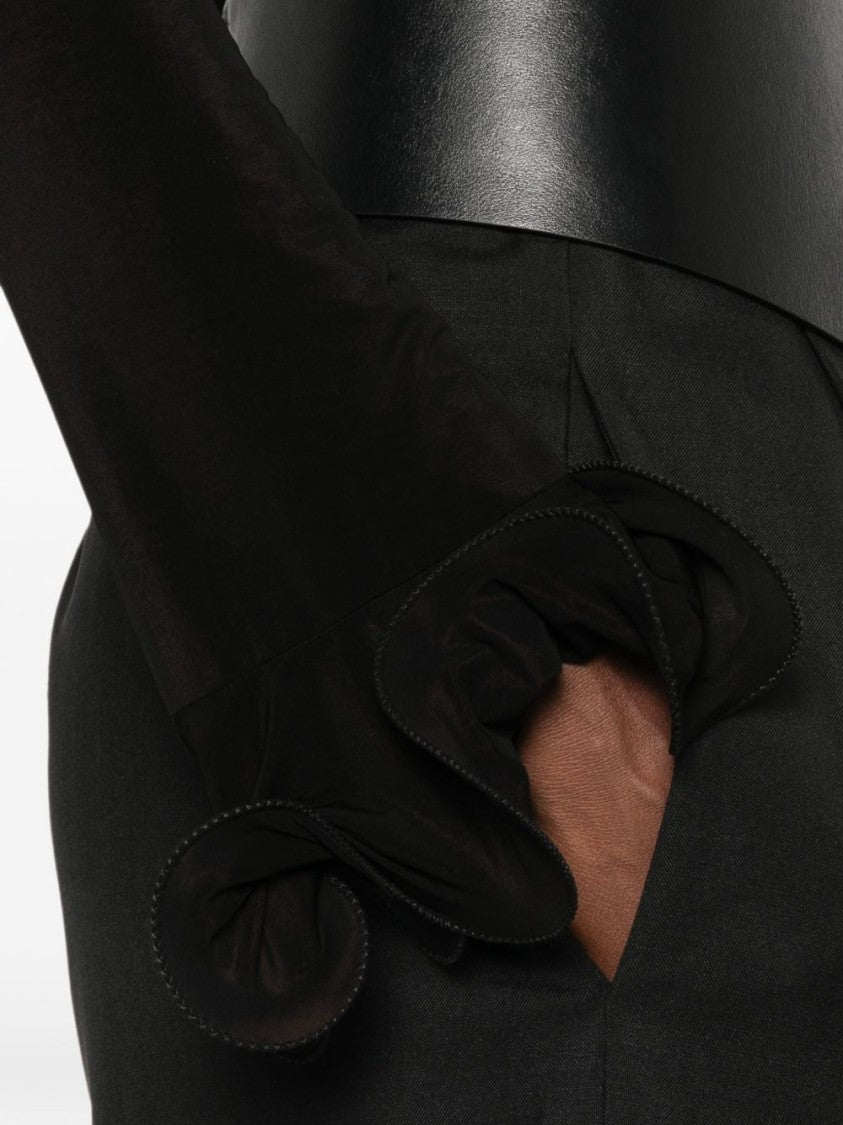Moschino Crew Neck Top With Ruffled Cuffs