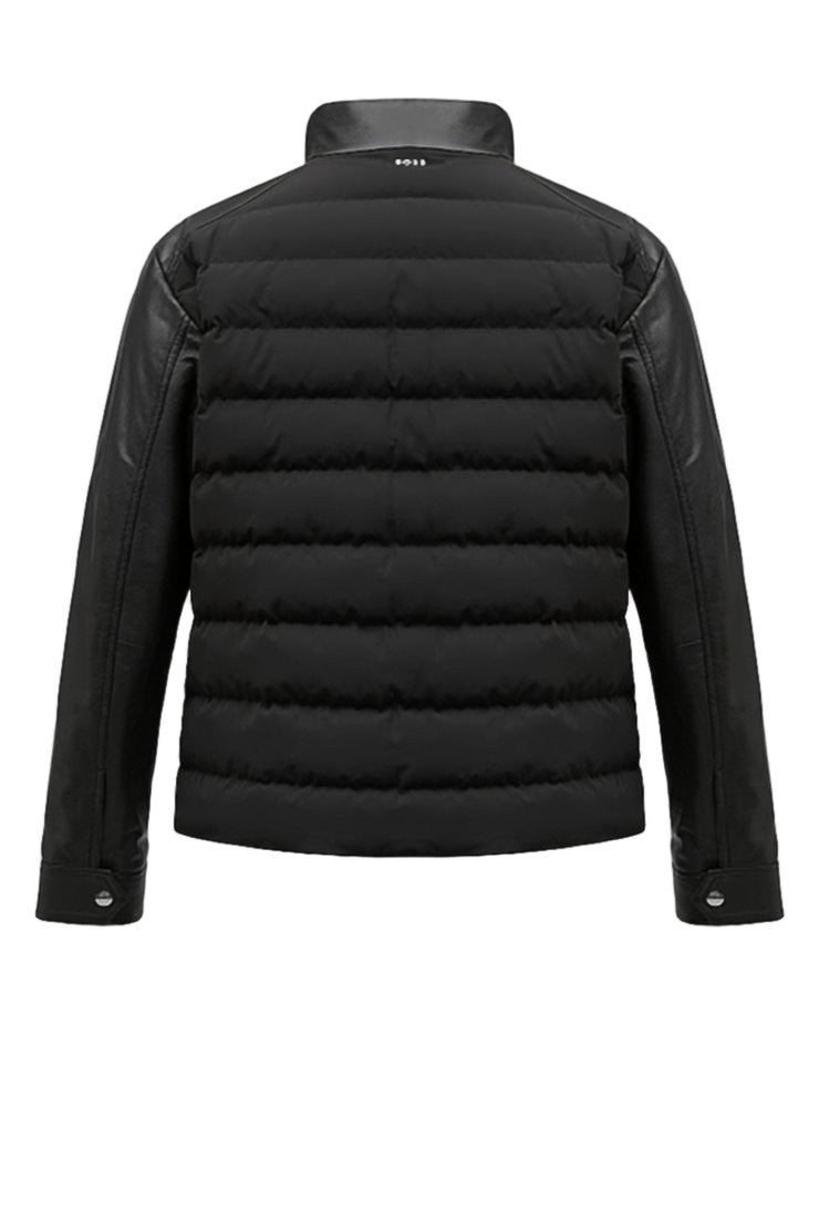 Hugo Boss Quilted Padded Jacket With Leather Sleeves