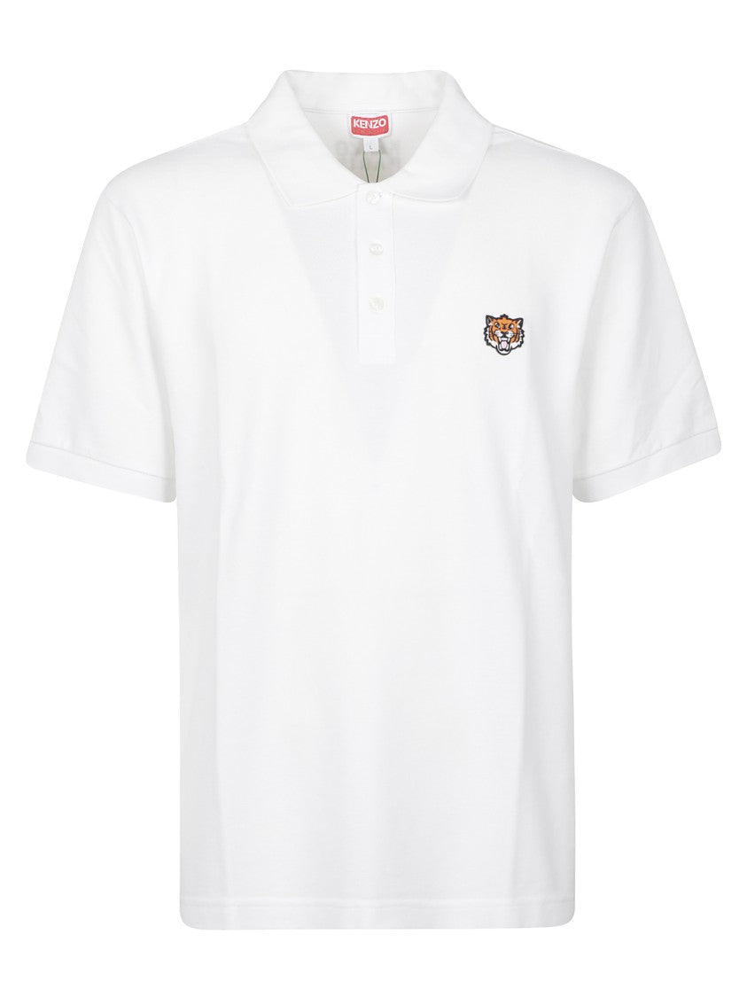 Kenzo Short-Sleeve Cotton Polo Shirt With Embroidered Tiger Motif