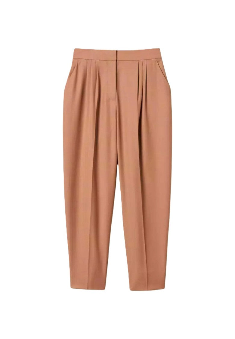 Twin-Set Mocha Brown Pleated Wool Trousers