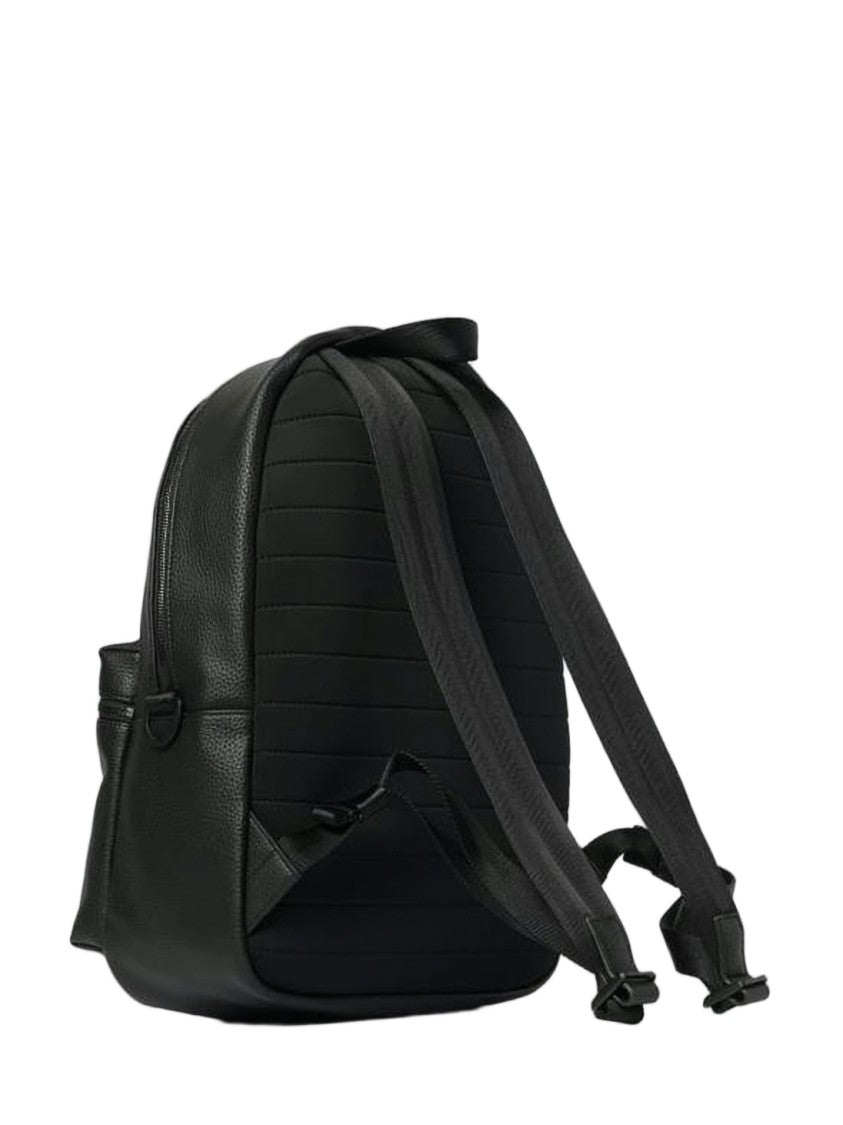 Hugo Boss Textured Synthetic Black Backpack With Embossed Logo
