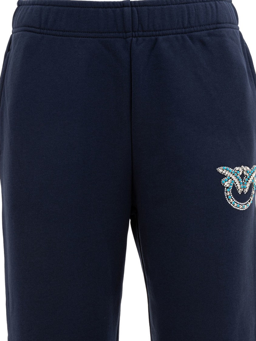 Pinko Relaxed Fit Cropped Trousers With Decorative Emblem