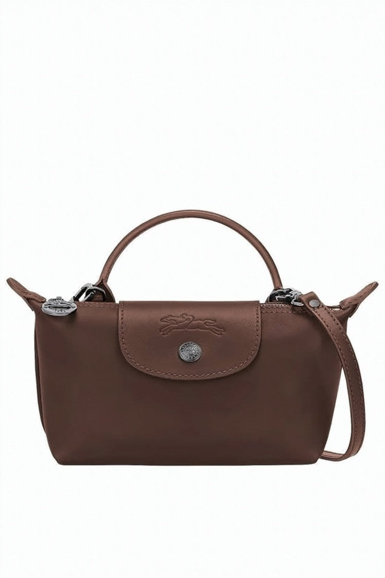 Longchamp Rectangular Leather Pouch With Top Handle