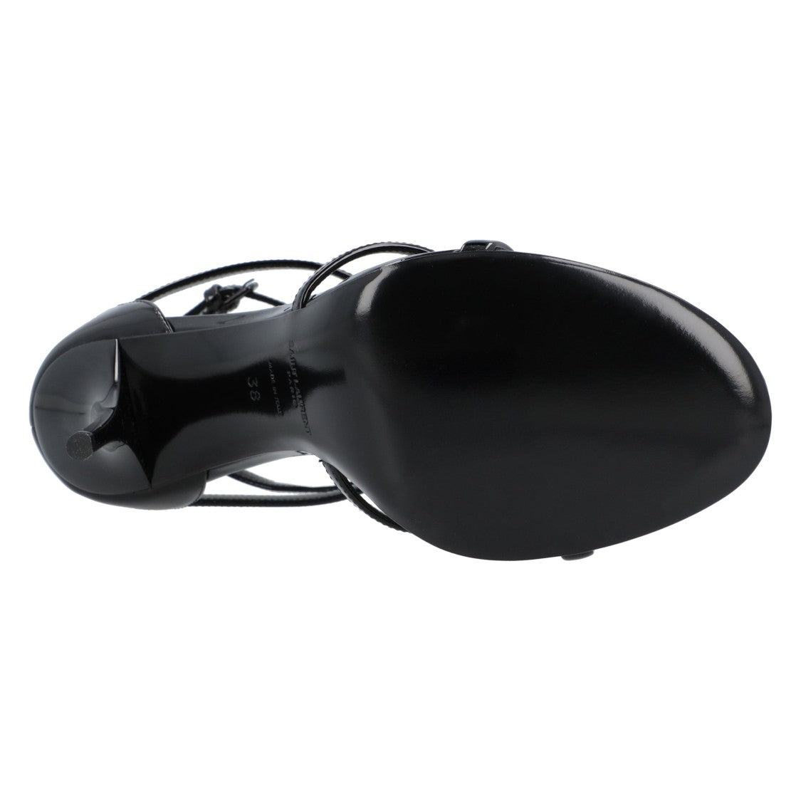 Saint Laurent Cassandra Sandals In Patent Leather Black