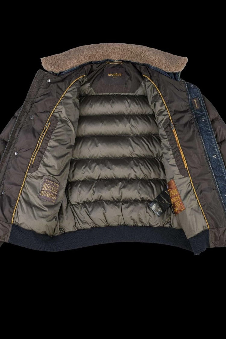 Moorer Brown Nylon Quilted Down Jacket