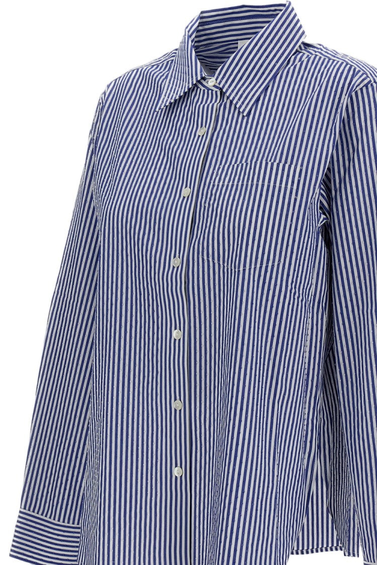 Parosh Blue And White Striped Cotton Shirt