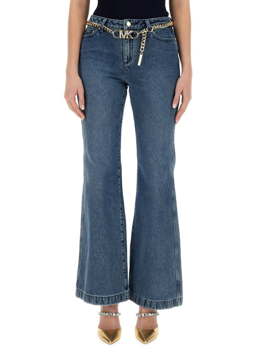 Michael Michael Kors Classic High-Waist Flare Jeans With Vintage Wash