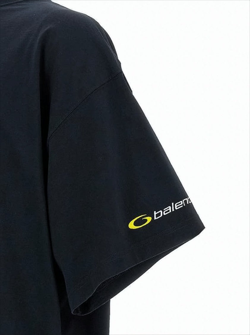Balenciaga Boxy-Fit Black Cotton T-Shirt With Bold Logo Print