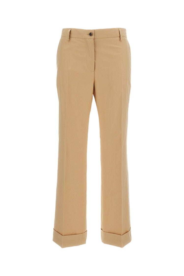 Alberto Biani Beige Wide-Leg Pressed Crease Pants