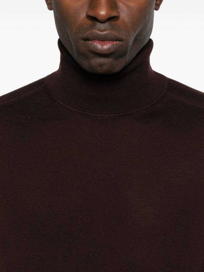 Paul Smith Burgundy Turtleneck Sweater With Ribbed Cuffs