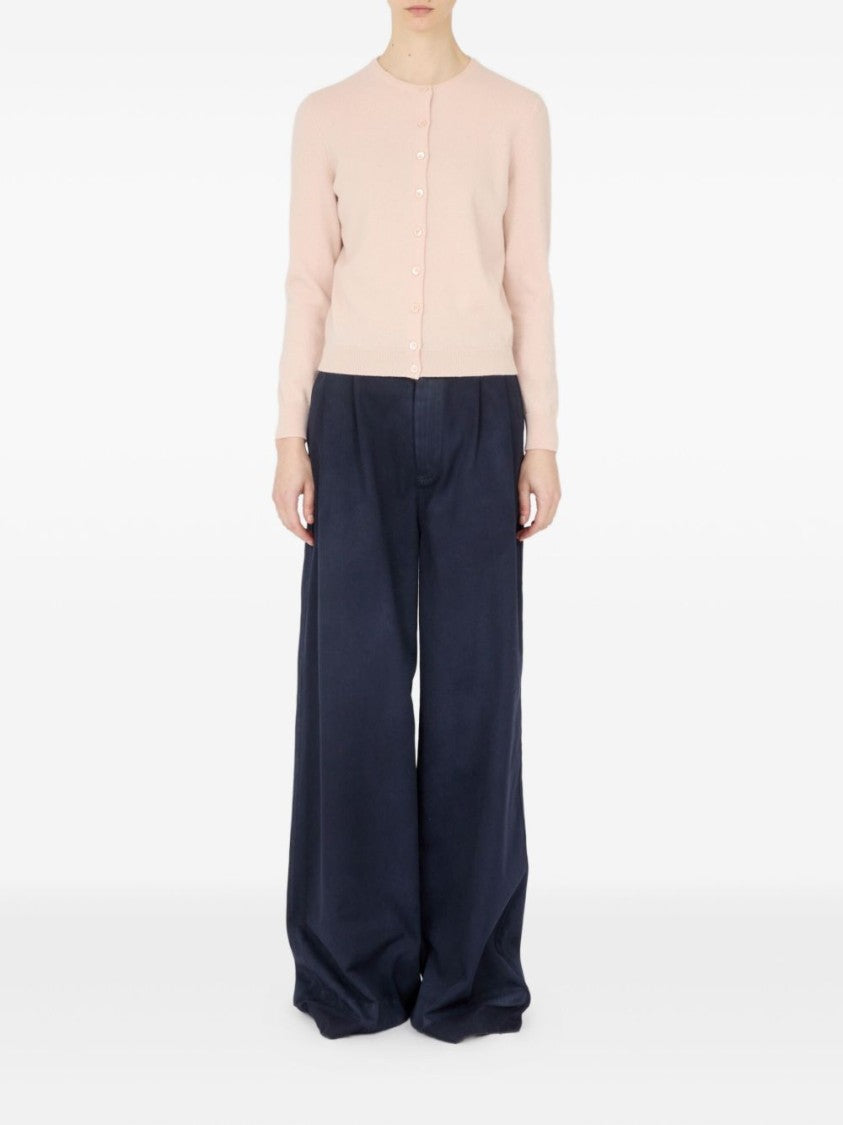 Maison Margiela Light Pink Wool Cardigan With Ribbed Details