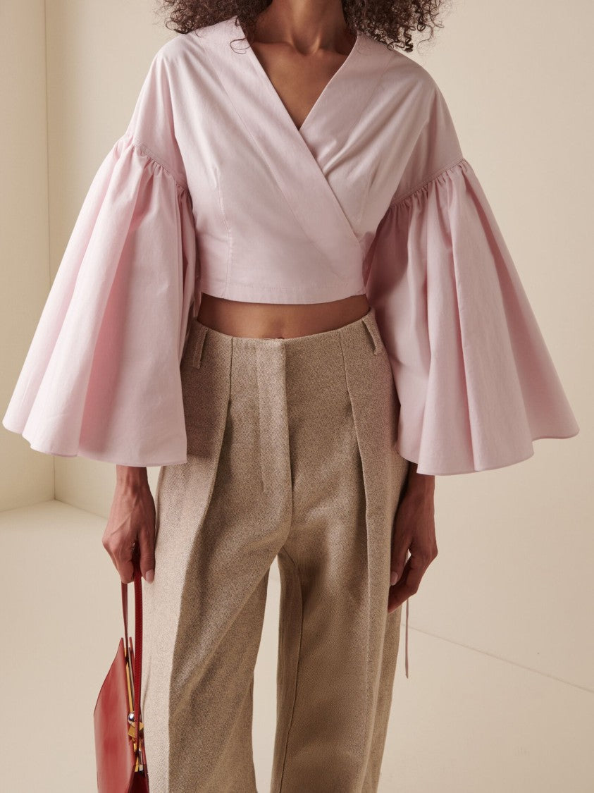 Jacquemus Pink Wrap Design Cotton Top
