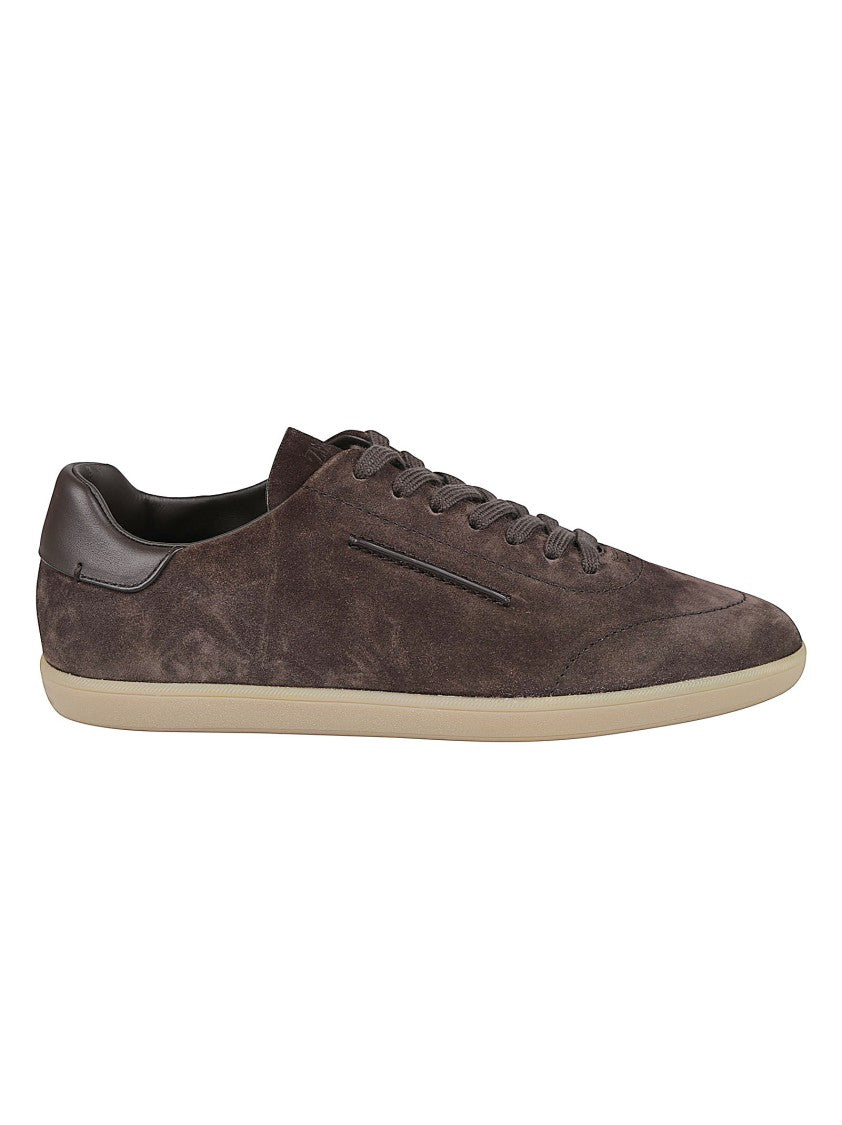 Zegna Triple Stitch Soft Suede Calf Leather Low-Top Sneakers
