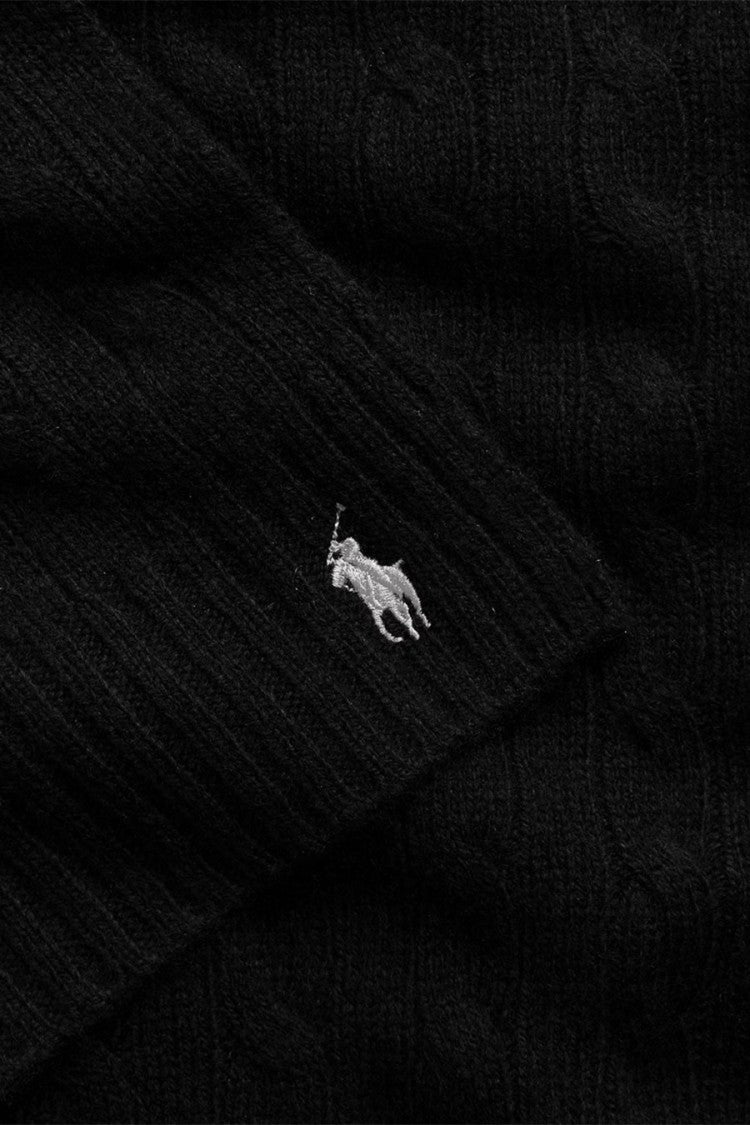 Polo Ralph Lauren Black Cable-Knit Scarf