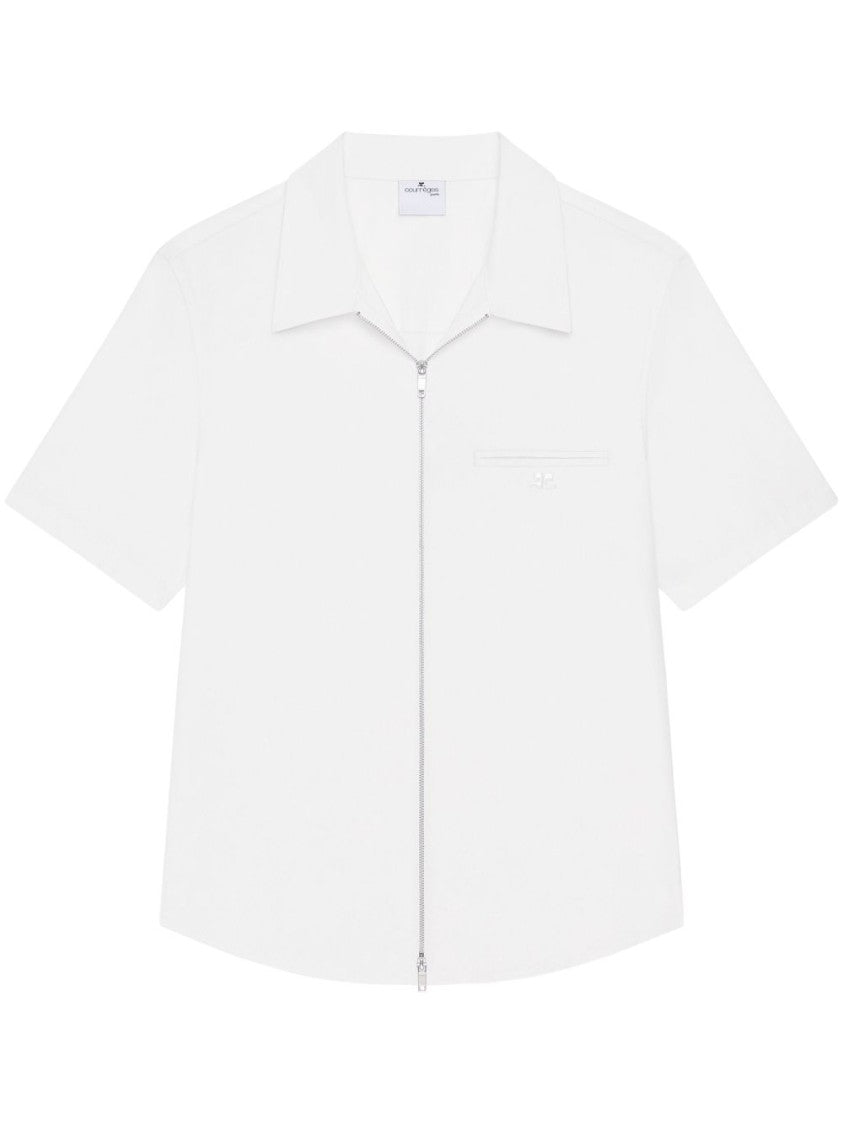 Courrèges Classic White Shirt With Front Zip Closure