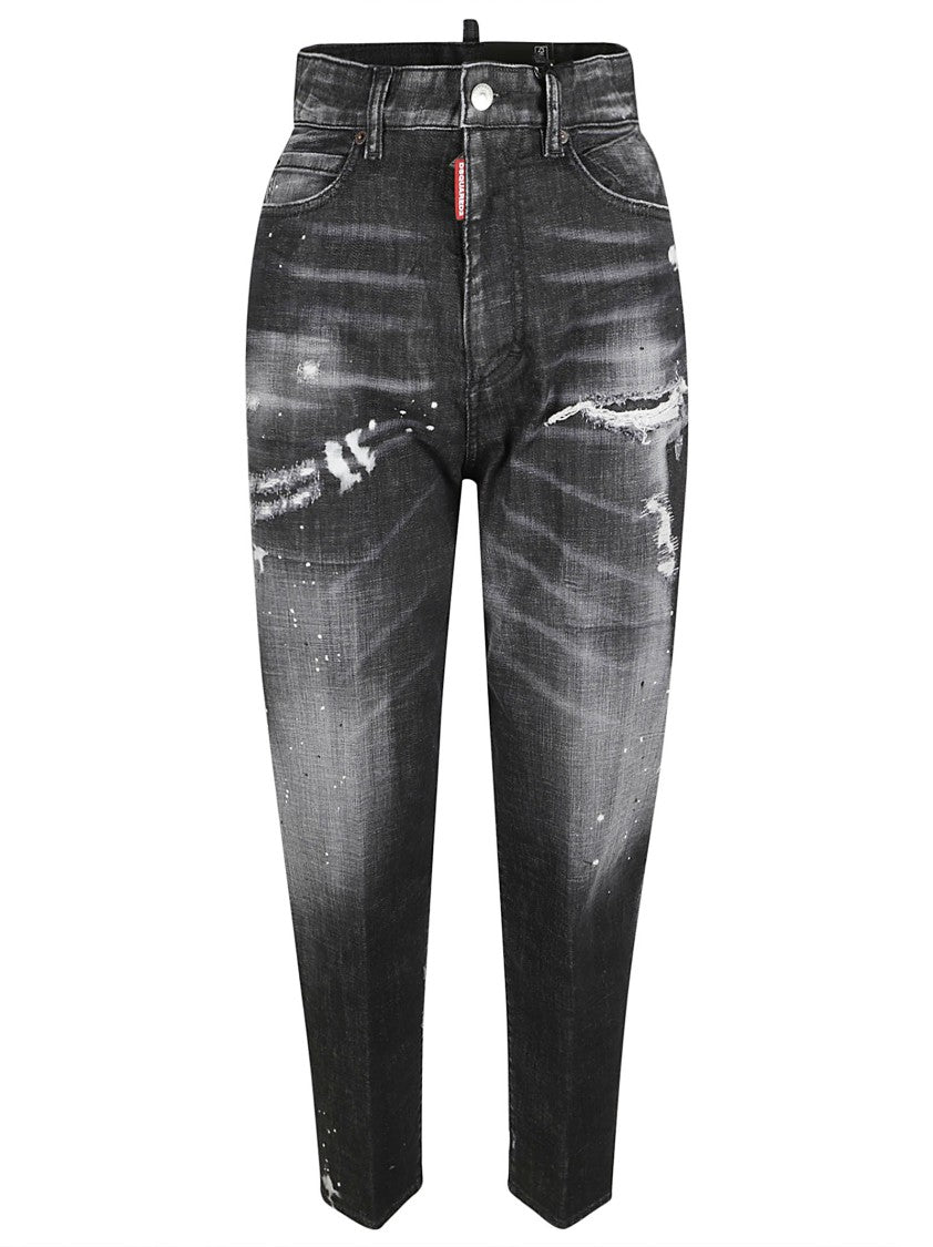 Dsquared2 Distressed Black Jeans With Tapered Fit