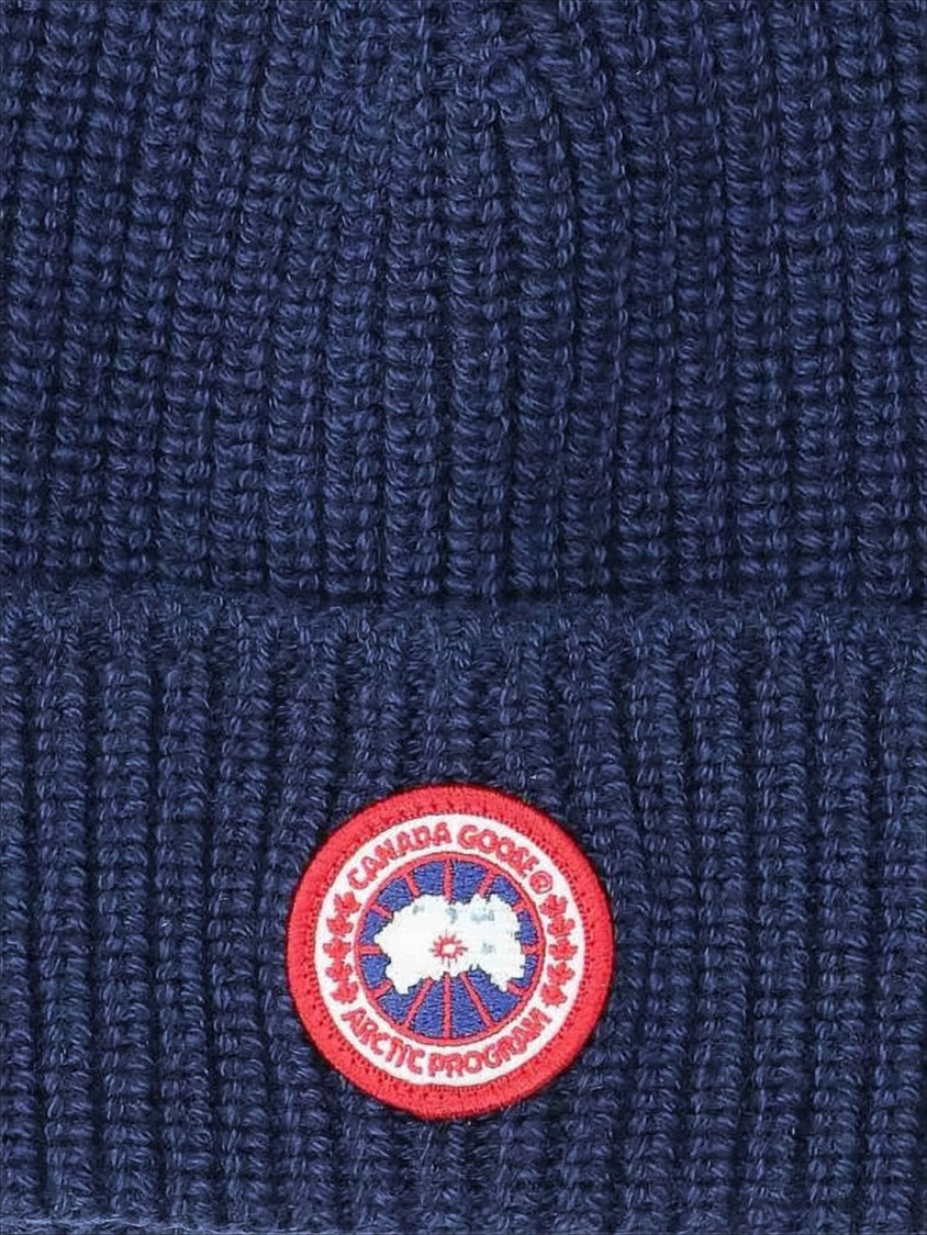 Canada Goose Ribbed Wool Beanie With Embroidered Patch By Canada Goose
