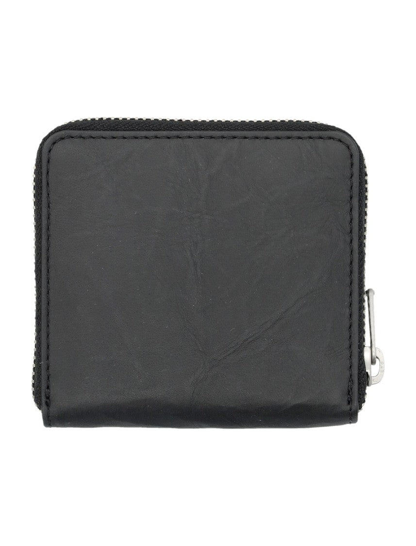 Y-3 All-Around Zip Crinkle Leather Wallet