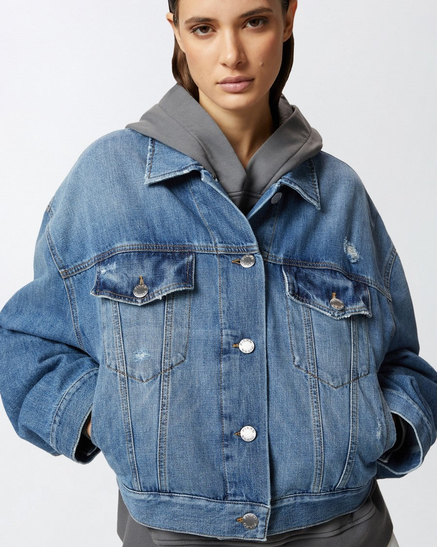Pinko Blue Gaborone Oversized Cotton Denim Jacket
