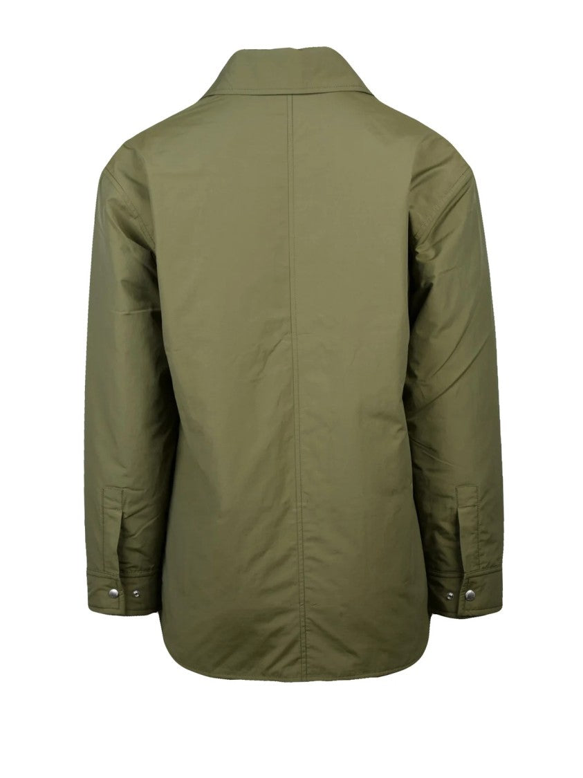 Maison Kitsuné Military Green Shirt Jacket With Quilted Interior And Snap Button Closure
