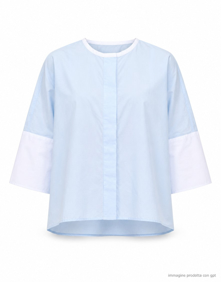 Pomandère Sky Blue Oversize Cotton Shirt