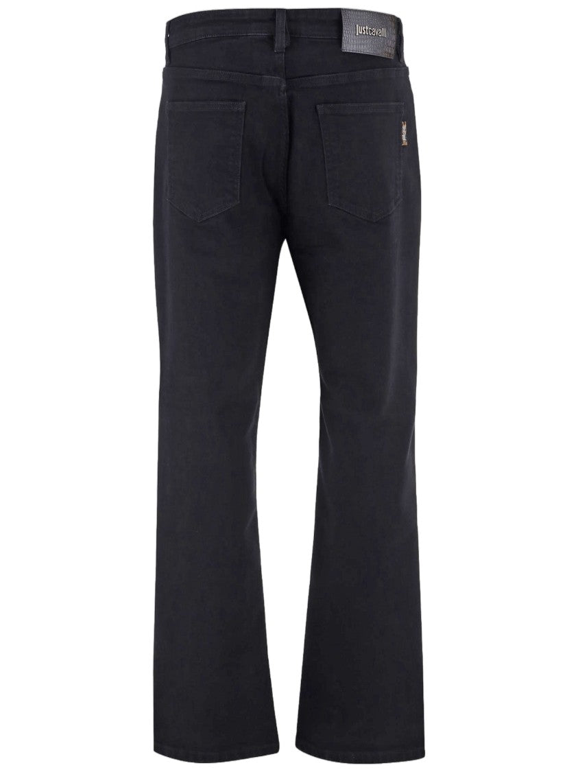 Just Cavalli Slightly Flared Black Casual Pants With Five-Pocket Design