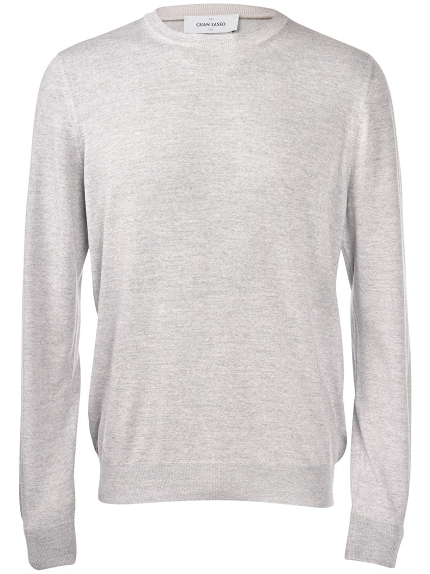 Gran Sasso Paricollo Heathered Grey Crew Neck Sweater
