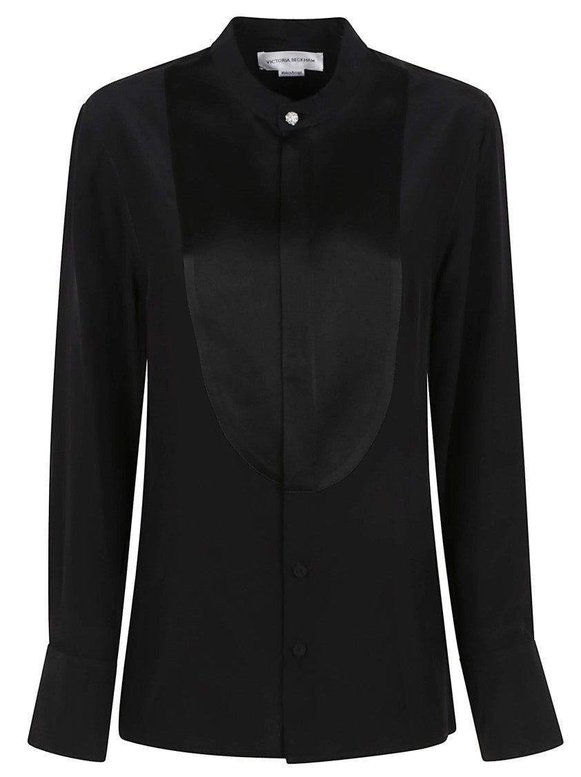 Victoria Beckham Pure Silk Blouse With Mandarin Collar
